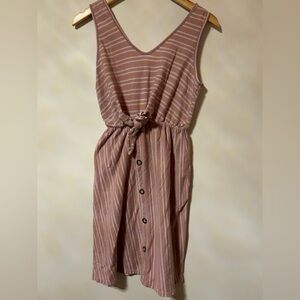 Caution To The Wind- Pink and Cream striped dress